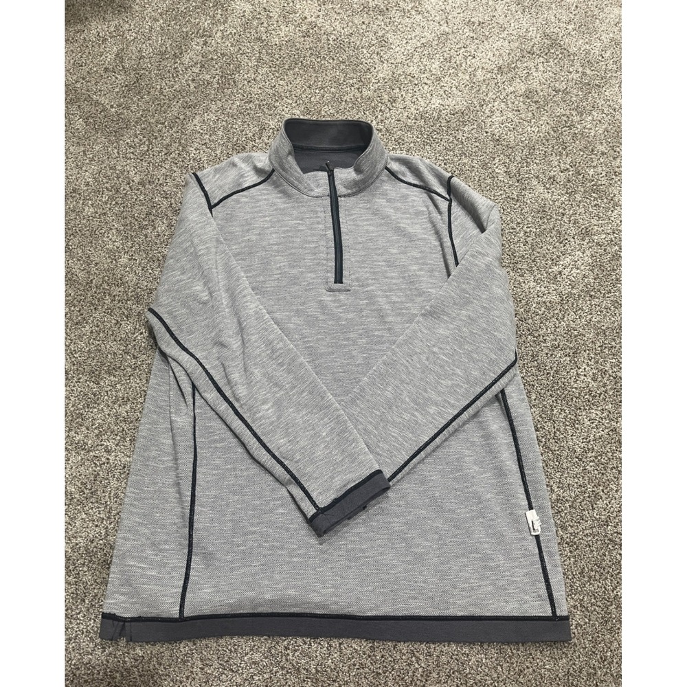 Tommy Bahama Mens XLT Reversible Quarter Zip Pullover Gray Herringbone Sweater - Picture 9 of 9